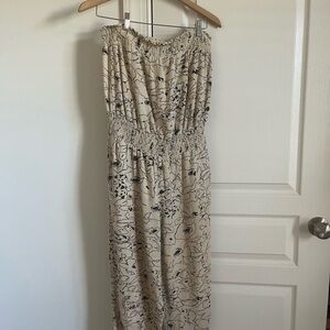 Floral Print Strapless Pantsuit